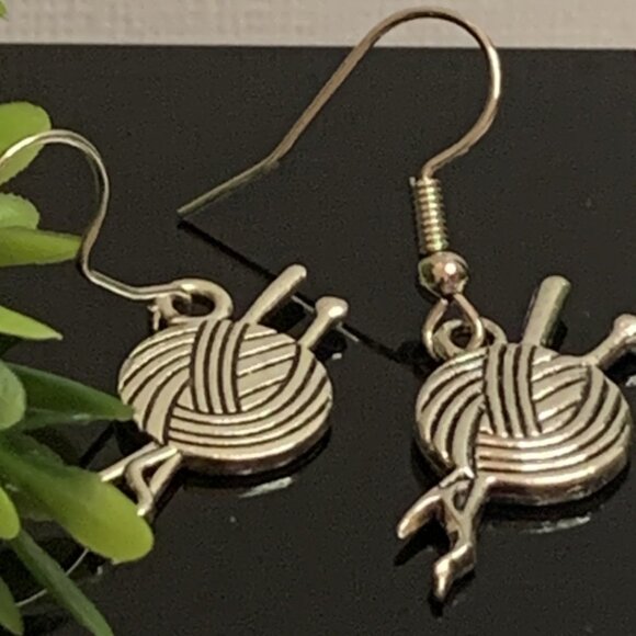 Yarn Earring, Knitting Earring, Sewing Earring, Crochet Earring, Silly Earring - Picture 2 of 5